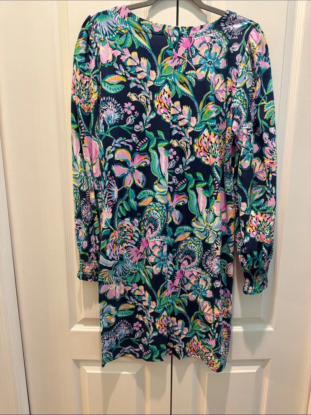 Lilly Pulitzer Navy Multicolor Floral Long-Sleeve Dress